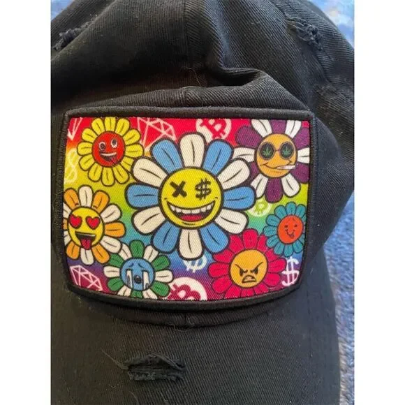 MUKA Unisex Black Floral Hat Adjustable Strap Casual Cap - Picture 2 of 5